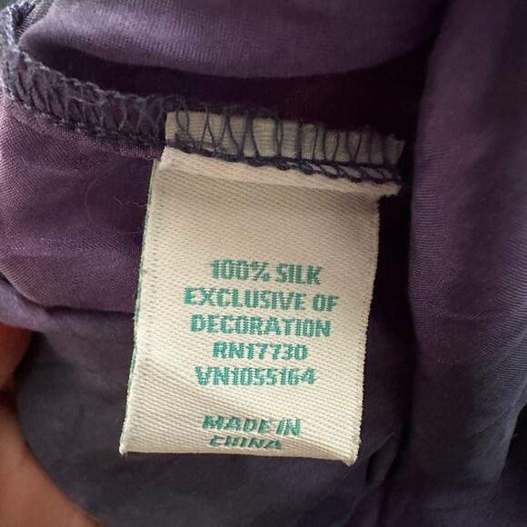 Calypso St Barth Target 100% Silk Purple Blue Tie Dye Blouse Crochet Resortwear - Picture 7 of 8